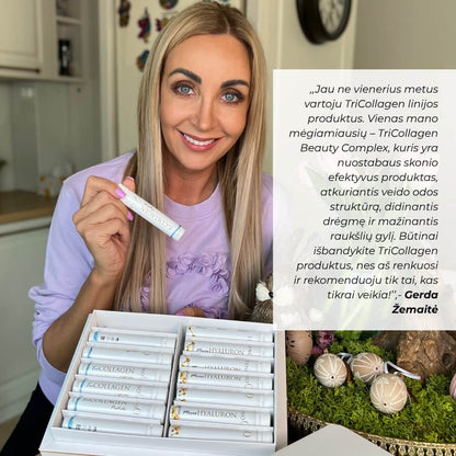 Gerda Zemaite rankose laiko TriCollagen Beauty Complex pakuote