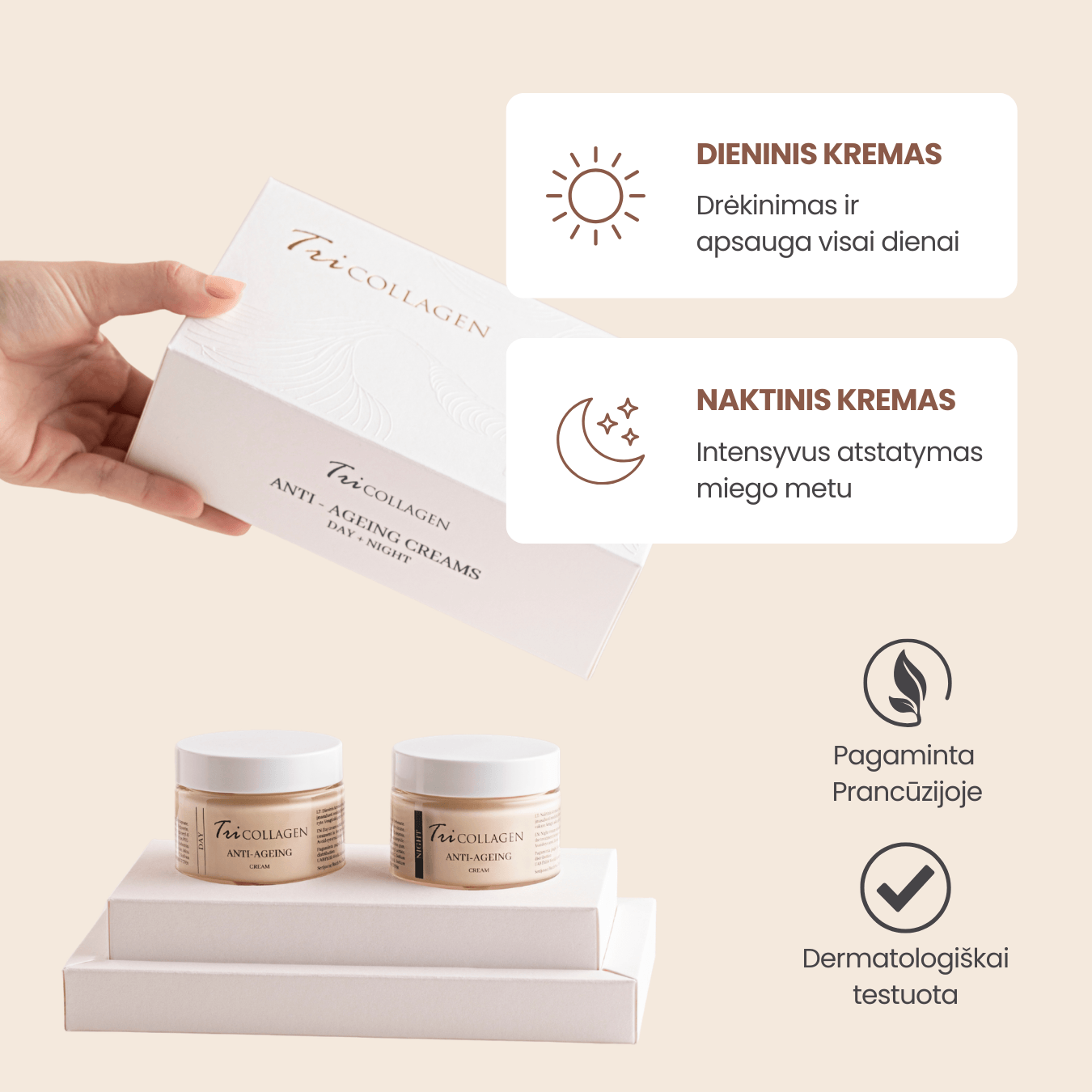 TriCollagen anti-ageing veido kremai
