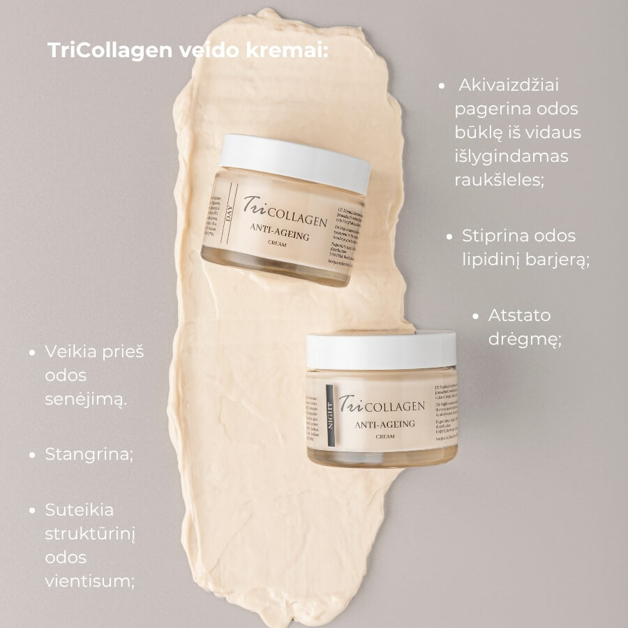 TriCollagen dieninis ir naktinis veido kremai