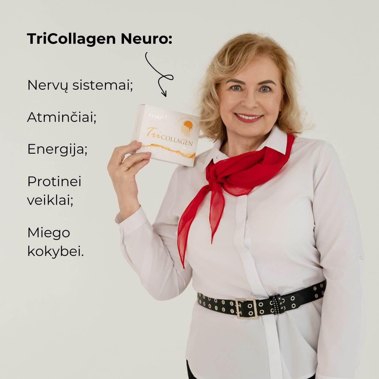 moteris rankose laiko TriCollagen Neuro pakuote