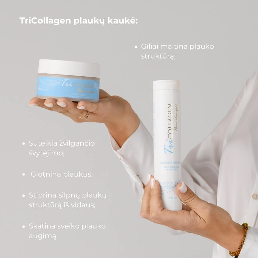 Moteris rankose laiko TriCollagen plauku smpuna ir plauku kauke