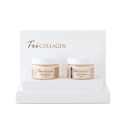 TriCollagen veido kremu pakuote baltame fone
